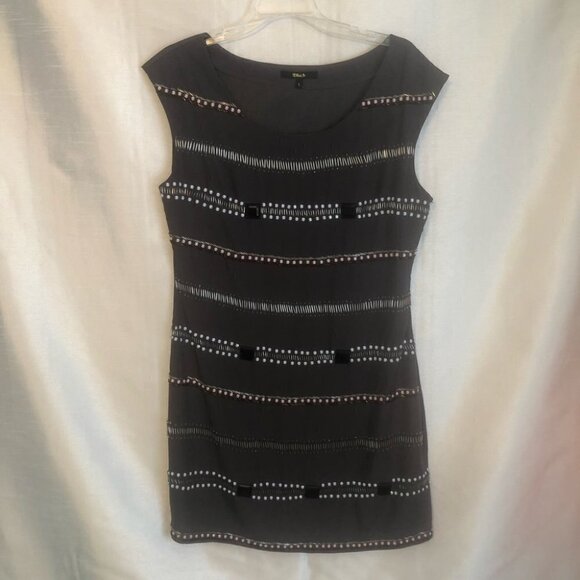 Black namebrand Lined Mini Dress Grey with Beautiful Beading in Front Ladies Lg - Picture 15 of 15